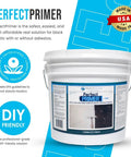 No Muss No Fuss Asbestos Sealer And Floor Primer Encapsulant Locks Down Old Mastic For Epoxies Self Leveling And Tiles Medium Grey One Gallon Rock Solid Grip in a white bucket.