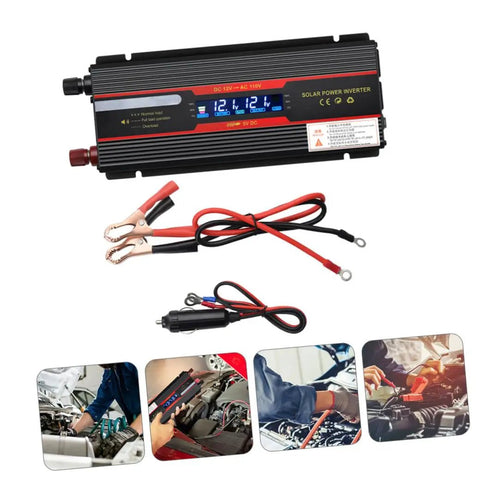 Straight Up Heavy Duty Dc To Ac Power Inverter Converter With Digital Lcd Screen and rugged aluminum shell for cars and homes.