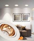 MXJCKSOQ 3.5 inch Recessed Lighting Kit Fixture 7W,10W,15W,20W 4000KLED Downlights in modern living room with artwork.