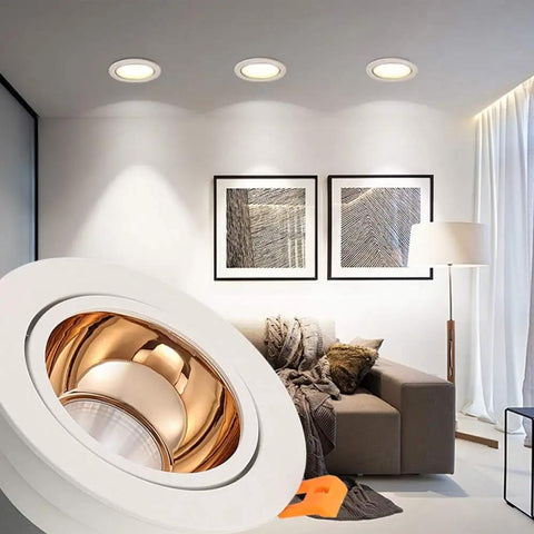 MXJCKSOQ 3.5 inch Recessed Lighting Kit Fixture 7W,10W,15W,20W 4000KLED Downlights in modern living room with artwork.