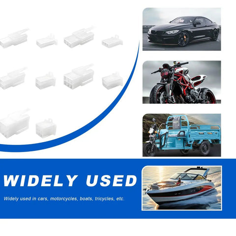Electrical Wire Connectors Kit With 432 Pieces For Motorcycle Car Boat shown with images of car, motorcycle, vehicle, and boat.