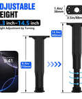 Adjustable Telescopic Bed Support Legs Center Stabilizer measuring 8.3 to 14.5 inches for mattress support and leveling.