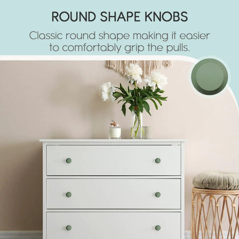Six Pack Grayish Green Aluminum Self Adhesive Knobs For Cabinets And Drawers Easy Stick On Cupboard Handles No Drill Needed Dresser Window Closet Upgrade on white dresser
