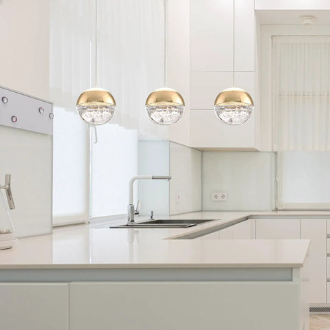 Gold Mini Crystal Pendant Light With Globe Design, Modern Ceiling Fixture For Kitchen Island And Bathroom, Sleek Hanging Pendant Lamp For Glam Home Lighting And Elevated Vibe