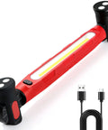 Durable Ultra Bright Magnetic Work Light With 3000 Lumens Cordless Rechargeable LED Bar 5200mAh Battery Hooks Portable Under Hood Illumination For Car Repair Garage Inspections And Emergency, red and black design with USB-C cable