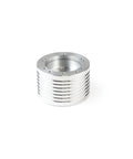 No Sweat Marine Steering Wheel Hub Adapter Fits 5 Or 6 Bolt Aftermarket Wheels Slick Polished Billet Aluminum cylindrical design.