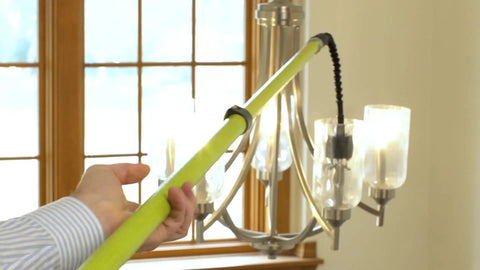 Candelabra Bulb Changer For Chandeliers No Ladder Needed No Extension Pole Upward Facing Bulbs Replacement Tool in use