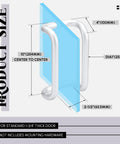 Offset Door Pull Handle 10 Inch Center To Center Length 1 Inch Diameter Aluminum 90 Degree Through Bolt Mount Clear Anodized