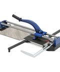 24 Inch Manual Tile Cutter With Tungsten Alloy Wheel And Double Rail Track For Ceramic Porcelain And Glass Cutting, angled view showing cutting mechanism.
