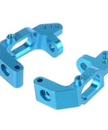 Beefed Up Aluminum Steering Knuckle Hub Mount Upgrade in blue, front view for 1/10 RC cars and trucks, Models 102010 102011 102012