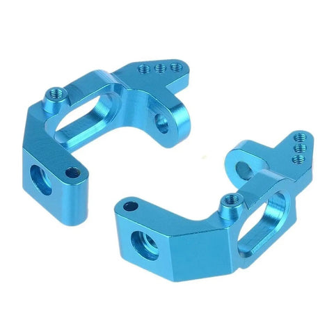 Beefed Up Aluminum Steering Knuckle Hub Mount Upgrade in blue, front view for 1/10 RC cars and trucks, Models 102010 102011 102012
