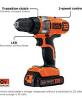20V Max Cordless Drill Driver With Battery And Charger, LED Work Light, Lightweight 3.5 Lb, 2-Speed Control, 11-Position Clutch