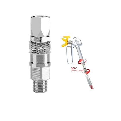 One Quarter Inch Swivel Joint For Spray Gun Hose 360 Degree Rotation Heavy Duty Rock Solid Stainless Steel 304 Construction Built To Last Corrosion Resistant For Airless Paint Sprayers And High Pressure Hoses, 304 stainless steel