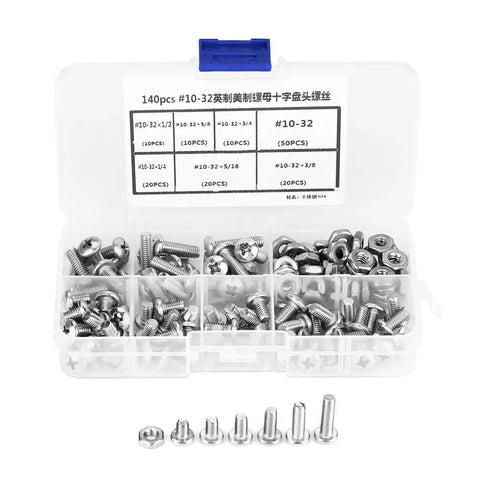 Durable 140 Piece Pan Head Screw Set In Clear Box 304 Stainless Steel Hardware Kit For DIY Projects Home Repairs And Everyday Fixes Transparent Organizer For Easy Grab And Go Access
