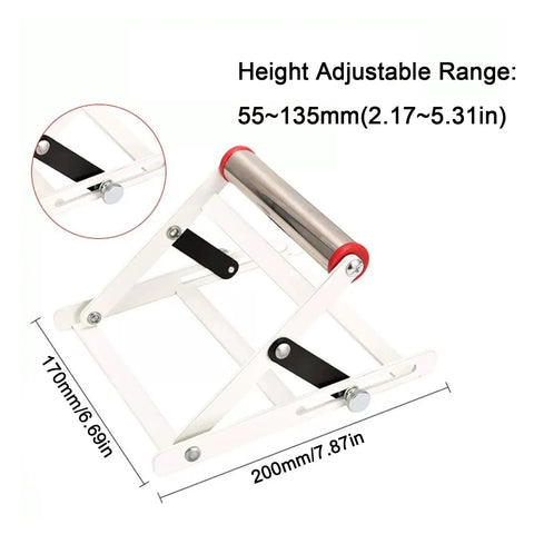 Workhorse Adjustable Height Table Saw Rollers Heavy Duty Fold Flat Cutting Machine Sidekick Support Frame Rust Resistant Steel Pro Shop Tools Set Four showing height adjustable feature with range.