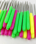 Pro Grade 36 Piece Scriber Needle Kit For Cake Decorating Featuring Stainless Steel Tips And Colorful Plastic Grips close-up of colorful plastic grips