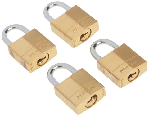Solid Brass Padlock Three Quarter Inch Wide Keyed Alike Pack Of 4 For Indoor Use On Backpacks, Briefcases, Lockers And Cabinets, Durable Lock With Secure Brass Body Great For Home, Office, School And Travel Security Built To Last
