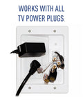 Hide Cable Clutter With An In Wall TV Power Kit Featuring Surge Protected Outlet And Recessed Wall Box with plugged cables