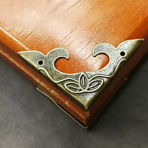 Iron Triangle Corner Guards 20 Pack For Boxes And Drawers Old School Vintage Style Furniture Corner Protectors with screw holes