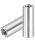 Beefy M12x1.25 Fine Thread Round Coupling Nuts 304 Stainless Steel 2 Pack 50mm Length Silver Tone Connector Sleeve For Rods And Bars Fully Threaded Nut Fasteners, two nuts