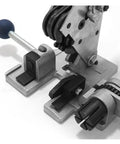 Detail of Heavy Duty 3 In 1 Manual Strapping Machine Tool For Tightening, Locking And Cutting Steel Plastic Bands. Close-up on metal components.
