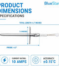 Upgraded W10131825 Oven Temperature Sensor For Whirlpool Maytag KitchenAid Ovens Replaces WPW10131825 4455636 And WPW10131825VP PS11748765 Easy Install Plug And Play Precise Temperature Readings Durable Replacement Part For Consistent Baking, 6.7 inch probe