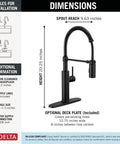 Dimensions of Heavy Duty Slick Finish Kitchen Faucet With Smooth Pull Down Spray Single Handle Matte Black Build.