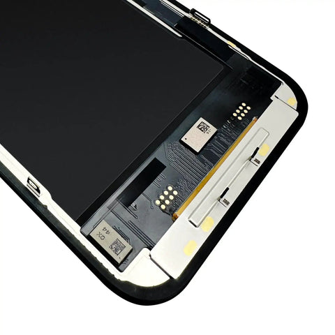 Close-up of IPhone 15 Pro Max 6.7 Inch Screen Replacement Kit With 3D Touch Digitizer Assembly showing connectors and components.