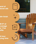 Heavy Hitter Danish Oil Wood Sealer Slips Right On And Leaves A Bully Satin Shield That Beats Down Water Rings Scuffs And Daily Abuse On Oak Pine Teak And Raw Wood Projects on a wood chair with a satin finish.