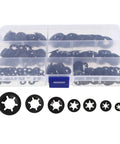 280 Pc Internal Tooth Lock Washers Set With Serrated Push On Locking Washers in plastic storage case