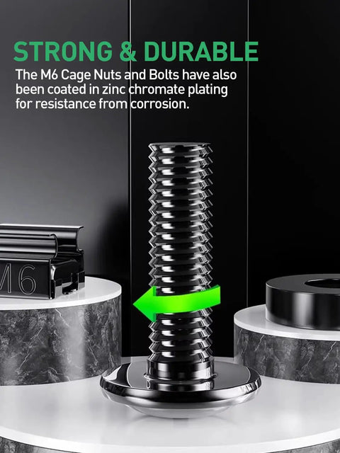 No Sweat 100 Pack M6 X 16mm Rack Mount Cage Nuts Heavy Duty Screw And Washer Hardware Kit for securing gear.