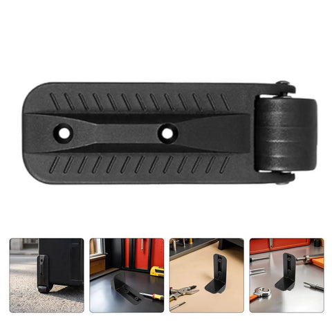 Heavy Duty Two Pack Non Swivel Caster Wheels With L Bracket Side Mount and Quiet Rubber Tires For Speaker Cabinets Tool Boxes And Stage Gear That Roll Smooth And Lock Your Rig For Dead Silent Transport, top view showing side mount bracket.
