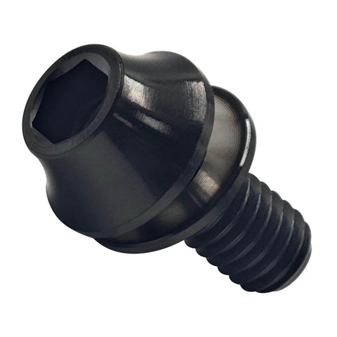 Close-up of a Titanium M5x12mm Bike Bolt with Washer for MTB Water Bottle Cage, Black, Hex Screw, Lightweight 6Al4V Alloy hardware
