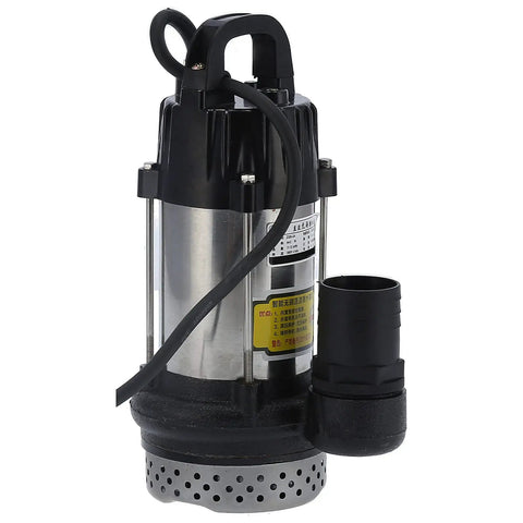 Stallion Grade Stainless Steel Brushless Submersible Pump 24V 440W with connection hose for yard watering.