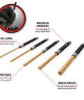 Brass Roll Pin Punch Set With Knurled Steel Handles 8 Inch 5 Piece For Deep Pins Reach In Tight Spots Grippy Knurled Grip Makes Pin Removal Easy