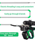 Top Shelf Cordless Wire Threading Tool with battery, designed for easy electric threading through bends.