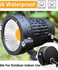 Close-up of Low Voltage 5W LED Landscape Lights Warm White 12V 24V with waterproof rating IP66 for garden and patio.