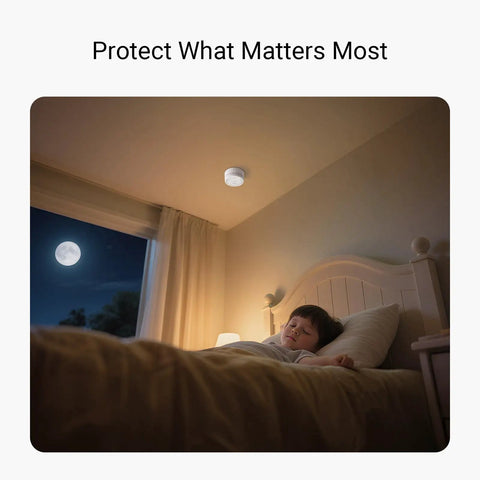 Photoelectric Smoke Alarm With App Alerts, Smart Smoke Detector, Self Test, UL217 10th Edition And CAN ULC S531 Certified, Hub Required, mounted on bedroom ceiling