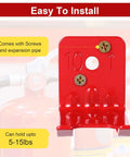 Heavy Duty Fire Extinguisher Mount Kit With Iron Brackets And Wall Hangers Holds 5 To 10 Lb Extinguishers Easy Install With Screws Built To Last And Corrosion Resistant Construction For Home Garage Workshop Safety showing red bracket with screws and text 'Easy To Install' on packaging.