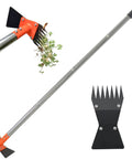 2 In 1 Garden Hoe And Weed Puller Rake With 60 Inch Adjustable Long Handle Heavy Duty Spring Steel Head in use