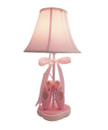 Pink Dancing Shoes Table Lamp For Girls Room, 14 Inch Tall Bedside Light With Fabric Stitch Shade, E26 LED Bulb Included