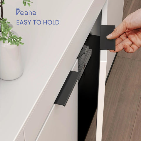 10 Pack Black Cabinet Pulls 3 Inch Aluminum Alloy Edge Finger Pull Dresser Drawer Handles for kitchen cabinets installation.