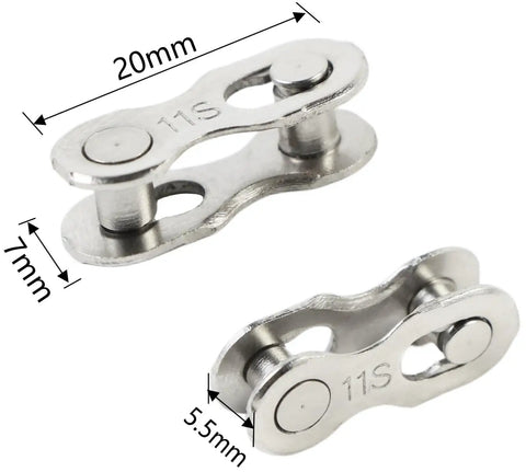 4 Pairs Must Have 11 Speed Bicycle Missing Link Chain Connector Reusable Steel Link Silver 20mm Long 5.5mm Wide 7mm High