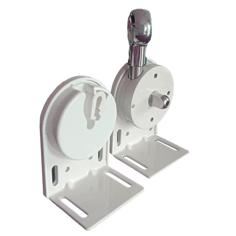 Roller Blind Installation Bracket Kit For Indoor And Outdoor Sunshades with cordless crank brackets shown in white