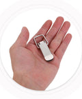 Heavy Duty Four Pack Stainless Steel Spring Loaded Toggle Catches With Flat Mouth Design For Secure Toolbox Latches And Cabinet Locks That Hold Tight All Day Long held in a hand.