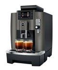 Grab This Slick Automatic Coffee Maker For Cranking Out Seventeen Specialty Brews And Custom Strength Settings Perfect For Handling The Daily Grind At Home Or Work, featuring compact dark inox design and two coffee glasses.