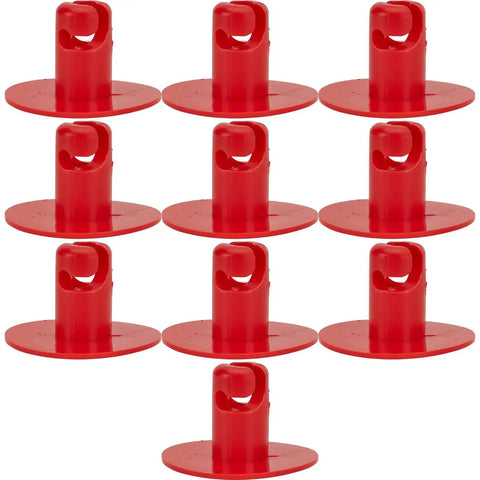 Top Shelf Quarter Turn Fasteners Featuring Massive Head Design And Half Inch Grip Span Perfect For Hella Secure Panel Locking, set of ten red plastic fasteners.