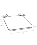 Diagram of Indoor Outdoor Foam Seat Pad Set, 2 Pack, 17 By 16 Inch Patio Cushions, Water Repellent And Fade Resistant, 1.5 Inch Thick with ties.