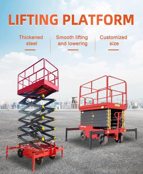 Heavy Duty Scissor Lift Table Featuring Smooth Rolling Hydraulic Mobile Platform For Effortless Workshop Material Handling With Customizable Lifting Heights, showcasing thickened steel design.