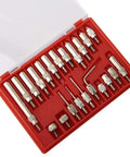 22 Piece Dial Connector Contact Points Set For Dial Test Indicator Thread Tips Stainless Steel Standard Thread Pro Grade High Precision Rust Resistant Long Lasting For Accurate Measurement arranged in red case